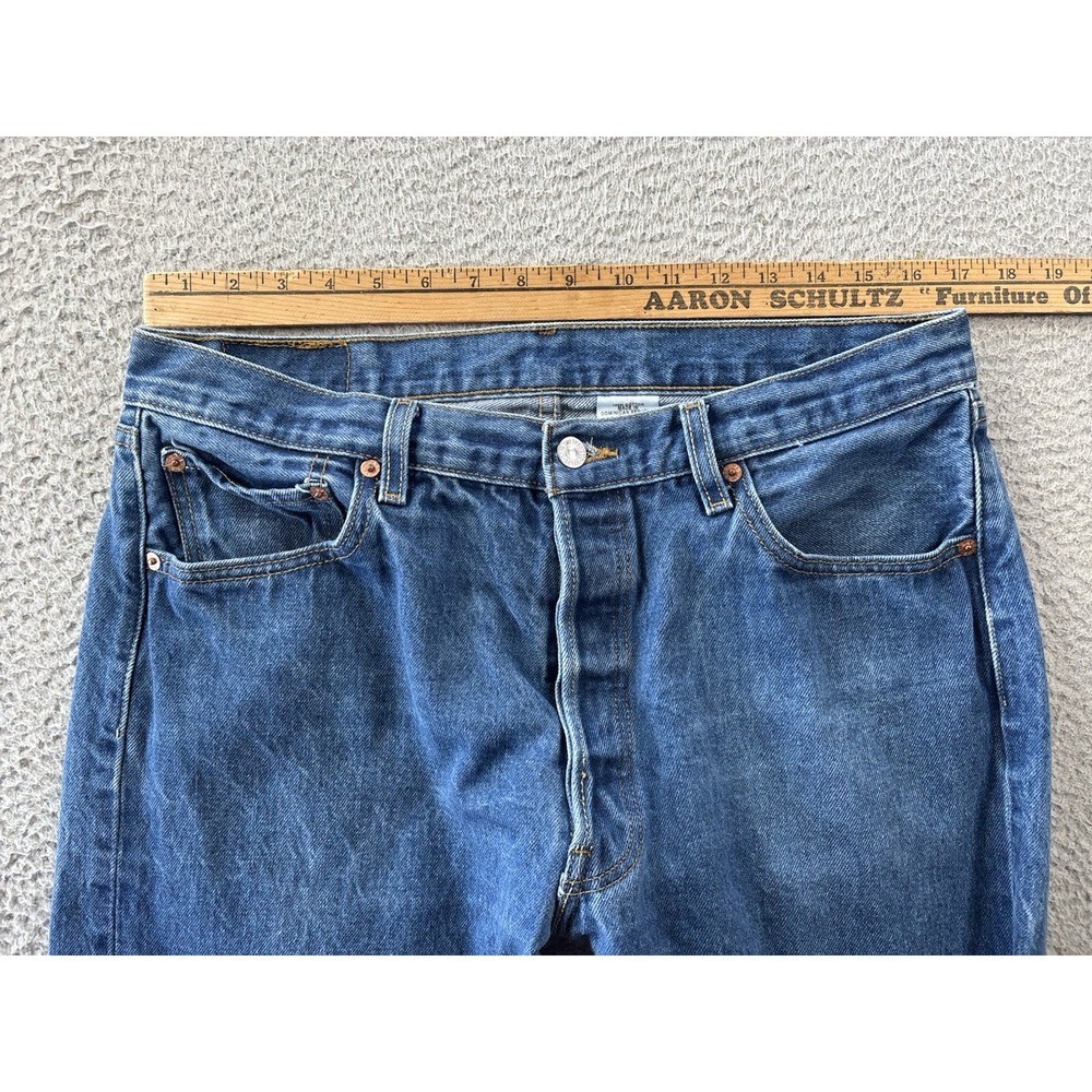 Levis 501 Jeans Mens 36x34 (Fits 34x29) Blue Button Fly Straight Leg - Picture 7 of 12